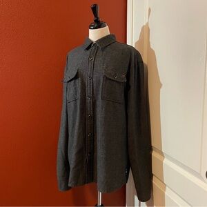 Roark Men’s Revival Gray Wool Blend Elbow Patch Long Sleeve Button Down‎ Shirt